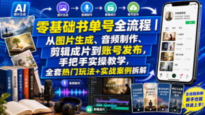 零基础书单号全流程|从图片生成、音频制作、剪辑成片到账号发布,手把手实操教学,全套热门玩法+实战案例拆解-宝藏屋创业网