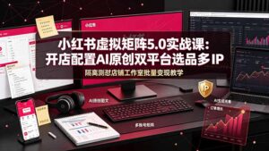 小红书虚拟矩阵5.0实战课：开店配置｜AI原创｜双平台选品｜多IP隔离｜测怼店铺工作室批量变现实操教学-宝藏屋创业网
