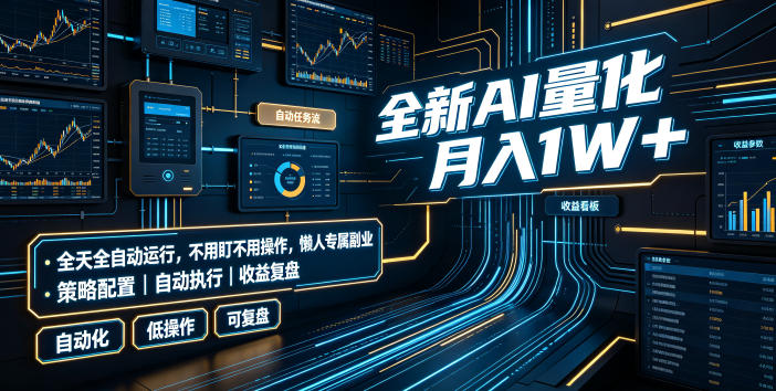 全新AI量化月入1W+，全天全自动运行，不用盯不用操作，懒人专属副业！【揭秘】-宝藏屋创业网