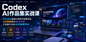 Codex AI作品集实战课,从Codex基础认知到作品集实战,从灵感搜集到Skill沉淀,打造属于你的AI作品集网站-宝藏屋创业网
