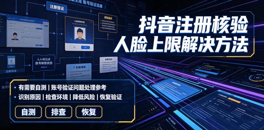 抖音注册核验人脸上限解决方法，有需要自测-宝藏屋创业网