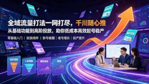 全域流量打法一网打尽,千川随心推从基础功能到高阶投放,助你低成本高效起号稳产-宝藏屋创业网