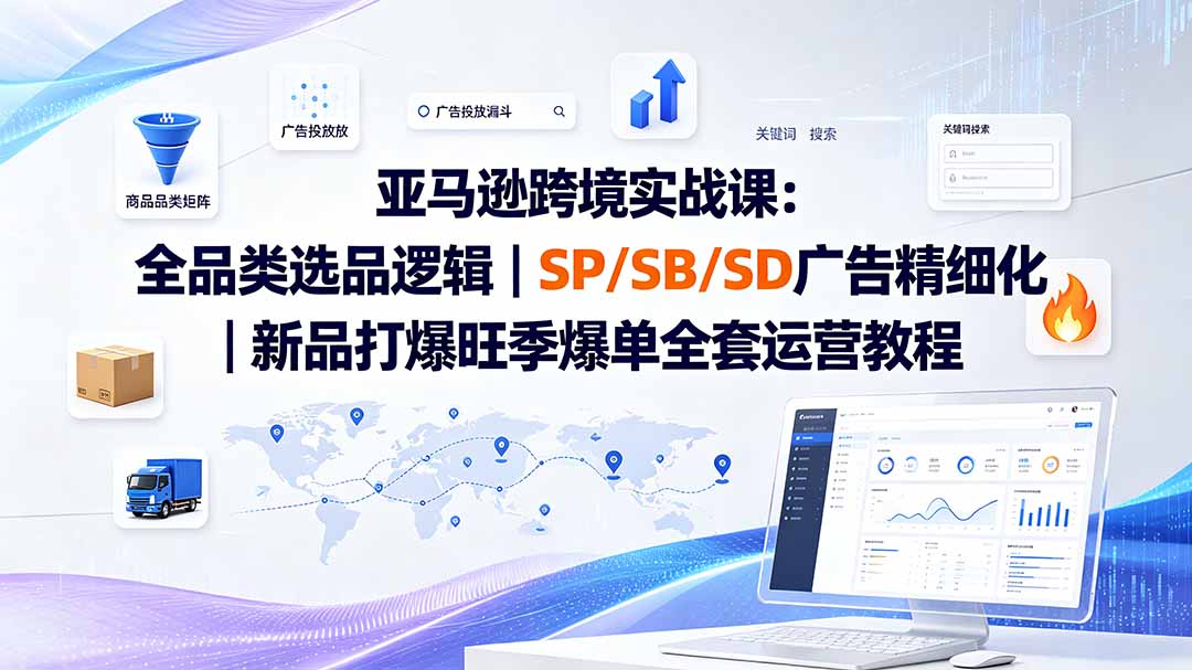 亚马逊跨境实战课-更新：全品类选品逻辑｜SP/SB/SD广告精细化｜新品打爆旺季爆单全套运营教程-宝藏屋创业网
