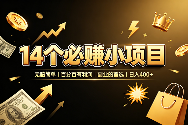 （19267期）14 个必赚小项目，无脑简单，百分百有利润，副业的首选，日入 400+-宝藏屋创业网
