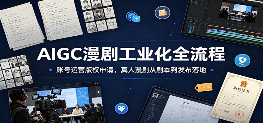 AIGC漫剧工业化全流程：账号运营版权申请，真人漫剧从剧本到发布落地-宝藏屋创业网