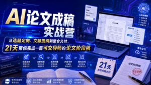AI论文成稿实战营,从选题定向、文献提纲到整合交付,21天带你完成一篇可交导师的论文阶段稿-宝藏屋创业网