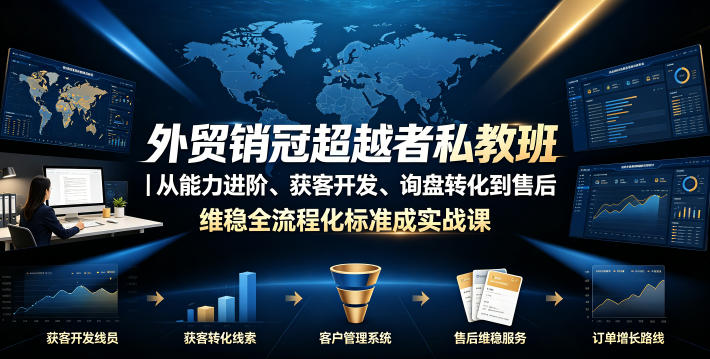 外贸销冠超越者私教班｜从能力进阶、获客开发、询盘转化到售后维稳全流程标准化成交实战课-宝藏屋创业网