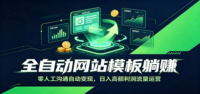 全自动网站模板躺赚：零人工沟通自动变现，日入高额利润流量运营-宝藏屋创业网