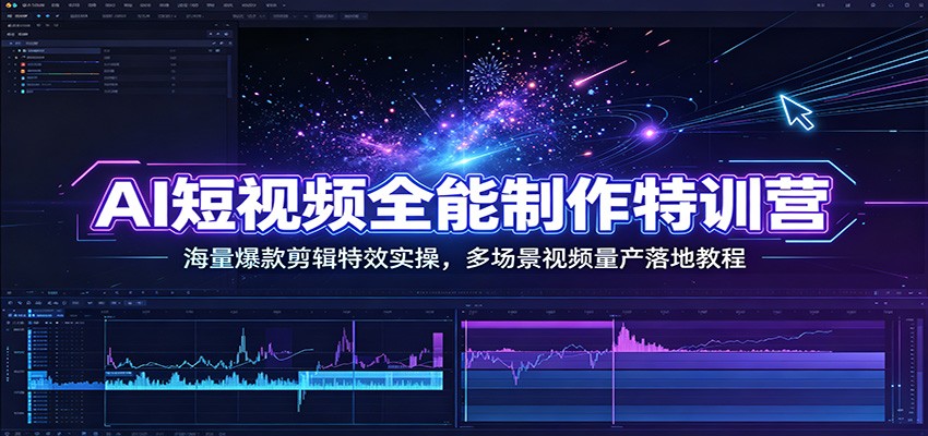 AI短视频全能制作特训营：海量爆款剪辑特效实操，多场景视频量产落地教程-宝藏屋创业网