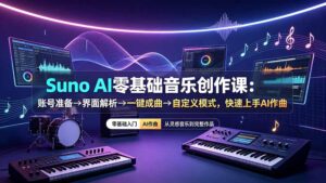 Suno AI零基础音乐创作课：账号准备→界面解析→一键成曲→自定义模式，快速上手AI作曲-宝藏屋创业网