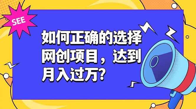 如何正确的选择网创项目，达到月入过万？，本课程教你正确选择项目。-宝藏屋创业网