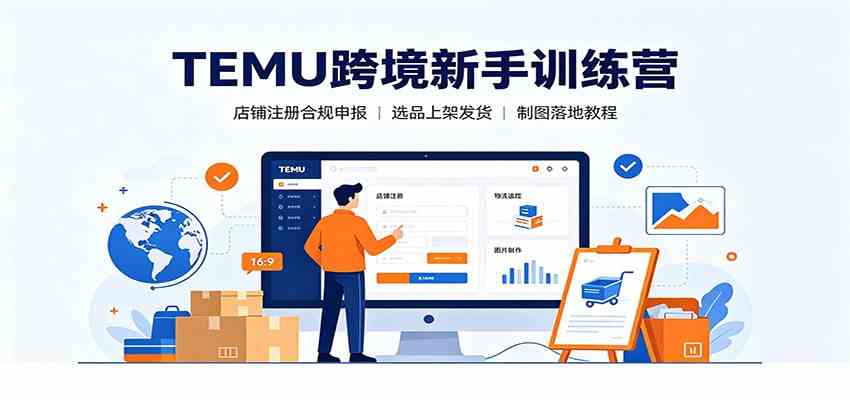 TEMU跨境新手训练营：店铺注册合规申报，选品上架发货制图落地教程-宝藏屋创业网