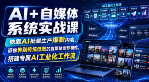 AI+自媒体系统实战课,依靠AI批量生产爆款内容,带你告别传统低效的自媒体创作模式,搭建专属AI工业化工作流-宝藏屋创业网