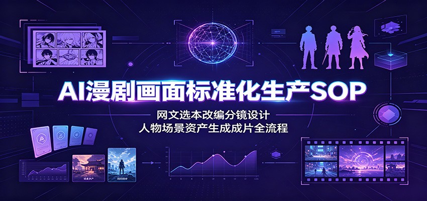 AI漫剧画面标准化生产SOP：网文选本改编分镜设计，人物场景资产生成成片全流程-宝藏屋创业网