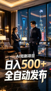 快手AI短剧自动发布,矩阵批量运营变现,轻资产副业项目,日入500+【揭秘】-宝藏屋创业网