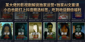 某大佬的影视剧解说独家运营+独家AI文案课,小白0粉丝也能快速打上抖音精选标签、吃到收益翻倍福利-宝藏屋创业网