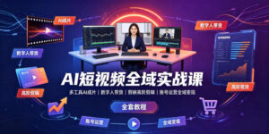 AI短视频全域实战课|多工具AI成片、数字人带货、剪映高阶剪辑、账号运营全域变现全套教程-宝藏屋创业网