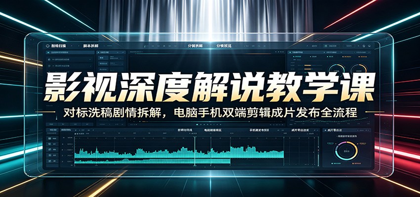影视深度解说教学课：对标洗稿剧情拆解，电脑手机双端剪辑成片发布全流程-宝藏屋创业网