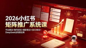 2026小红书矩阵推广系统课：平台算法+账号定位+爆款笔记+SEO排名+DeepSeek全场景应用-宝藏屋创业网