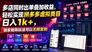 多店同时出单叠加收益,轻松实现拼多多虚拟类目日入1k+,独家矩阵玩法可以无限复制【揭秘】-宝藏屋创业网