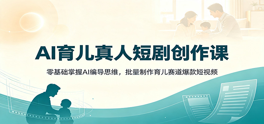 AI育儿真人短剧创作课：零基础掌握AI编导思维，批量制作育儿赛道爆款短视频-宝藏屋创业网