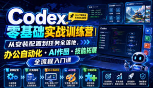 Codex零基础实战训练营｜从安装配置到任务全落地，办公自动化・AI作图・技能拓展全流程入门课-宝藏屋创业网