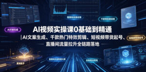 AI视频实操课0基础到精通|AI文案生成、千款热门特效剪辑、短视频带货起号、直播间流量拉升全链路落地-宝藏屋创业网