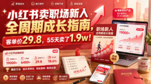 小红书卖职场新人全周期成长指南，客单价29.8，55天卖了1.9w！-宝藏屋创业网