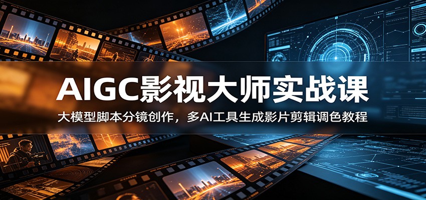AIGC影视大师实战课：大模型脚本分镜创作，多AI工具生成影片剪辑调色教程-宝藏屋创业网
