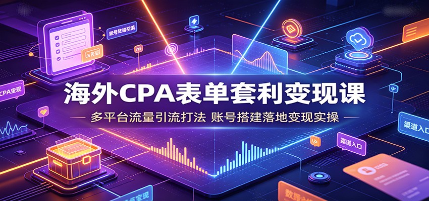 海外CPA表单套利变现课：多平台流量引流打法，账号搭建落地变现实操-宝藏屋创业网