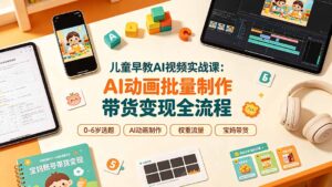 儿童早教AI视频实战课:0-6岁认知选题|AI动画批量制作|权重流量拉升|宝妈账号带货变现全流程-宝藏屋创业网