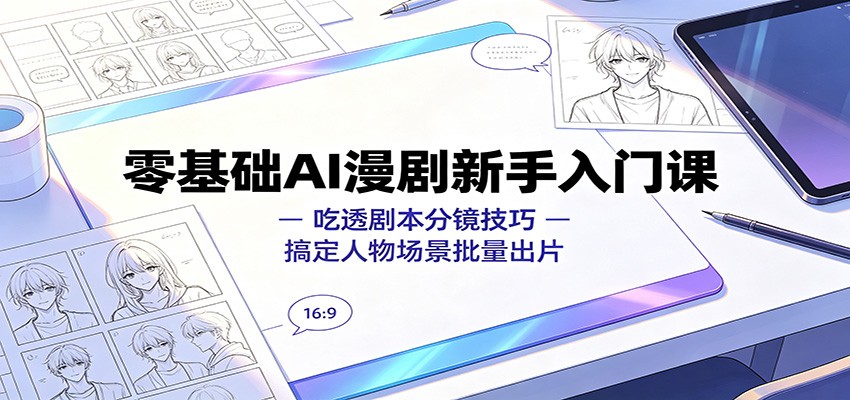 零基础AI漫剧新手入门课：吃透剧本分镜技巧，搞定人物场景批量出片-宝藏屋创业网