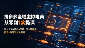 拼多多全域虚拟电商从零到1实操课:平台入驻+选品+自动上架+阿奇索配置+自动发货全流程-宝藏屋创业网