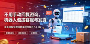不用手动回复咨询,机器人包揽客服与发货,多多虚拟完整落地课程带你月入1-5W【揭秘】-宝藏屋创业网