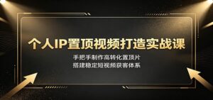 个人IP置顶视频打造实战课:手把手制作高转化置顶片,搭建稳定短视频获客体系-宝藏屋创业网