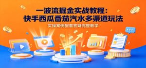 一波流掘金实战教程:快手西瓜番茄汽水多渠道玩法,实操案例配套答疑完整教学-宝藏屋创业网