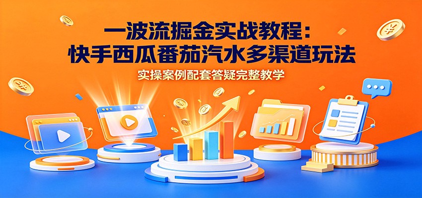 一波流掘金实战教程：快手西瓜番茄汽水多渠道玩法，实操案例配套答疑完整教学-宝藏屋创业网