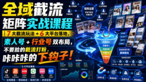 全域截流矩阵实战课程｜7大截流玩法+6大平台落地，素人号+行业号双布局，不要脸的截流打粉，咔咔咔的下钩子！-宝藏屋创业网