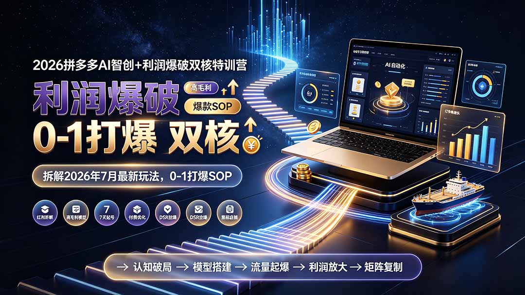 2026拼多多AI智创+利润爆破双核特训营-拆解2026年7月最新玩法，0-1打爆SOP-宝藏屋创业网
