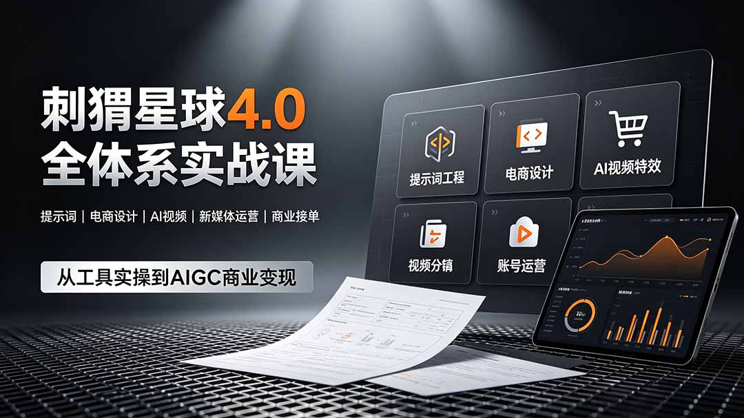 刺猬星球4.0全体系实战课，覆盖提示词工程、电商设计、AI视频特效与新媒体运营，一站式掌握AIGC商业核心技能-宝藏屋创业网