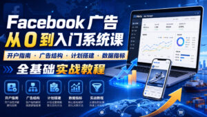 Facebook广告新手从0到入门系统课|开户指南・广告结构・计划搭建・数据指标全基础实战教程-宝藏屋创业网