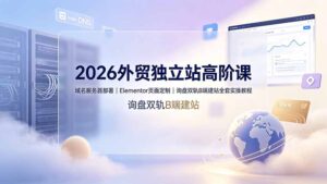 2026外贸独立站高阶课·域名服务器部署|Elementor页面定制|询盘双轨B端建站全套实操教程-宝藏屋创业网