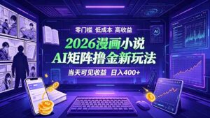 爆款小说漫画大阅读 ai矩阵操作 当天可见收益 日入400+ 零门槛 高收益-宝藏屋创业网