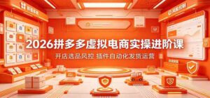 2026拼多多虚拟电商实操进阶课:开店选品风控,插件自动化发货运营-宝藏屋创业网