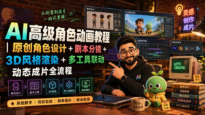 AI高级角色动画教程|原创角色设计+剧本分镜+3D风格渲染+多工具联动动态成片全流程【中英字幕】-宝藏屋创业网