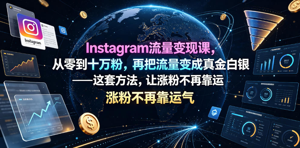 Instagram流量变现课，从零到十万粉，再把流量变成真金白银——这套方法，让涨粉不再靠运气【原创双语字幕】-宝藏屋创业网