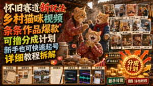 怀旧赛道新玩法,乡村猫咪视频,条条作品爆款,可撸分成计划,新手也可快速起号,详细教程拆解-宝藏屋创业网