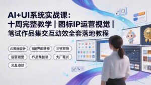 AI+UI系统实战课:十周完整教学|图标IP运营视觉|笔试作品集交互动效全套落地教程-宝藏屋创业网