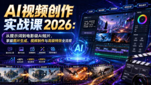 AI视频创作实战课2026:从提示词到电影级AI短片,掌握图片生成、视频制作与高级特效全流程-宝藏屋创业网