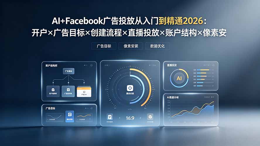 AI+Facebook广告投放从入门到精通2026：开户×广告目标×创建流程×直播投放×账户结构×像素安装×AI赋能-宝藏屋创业网